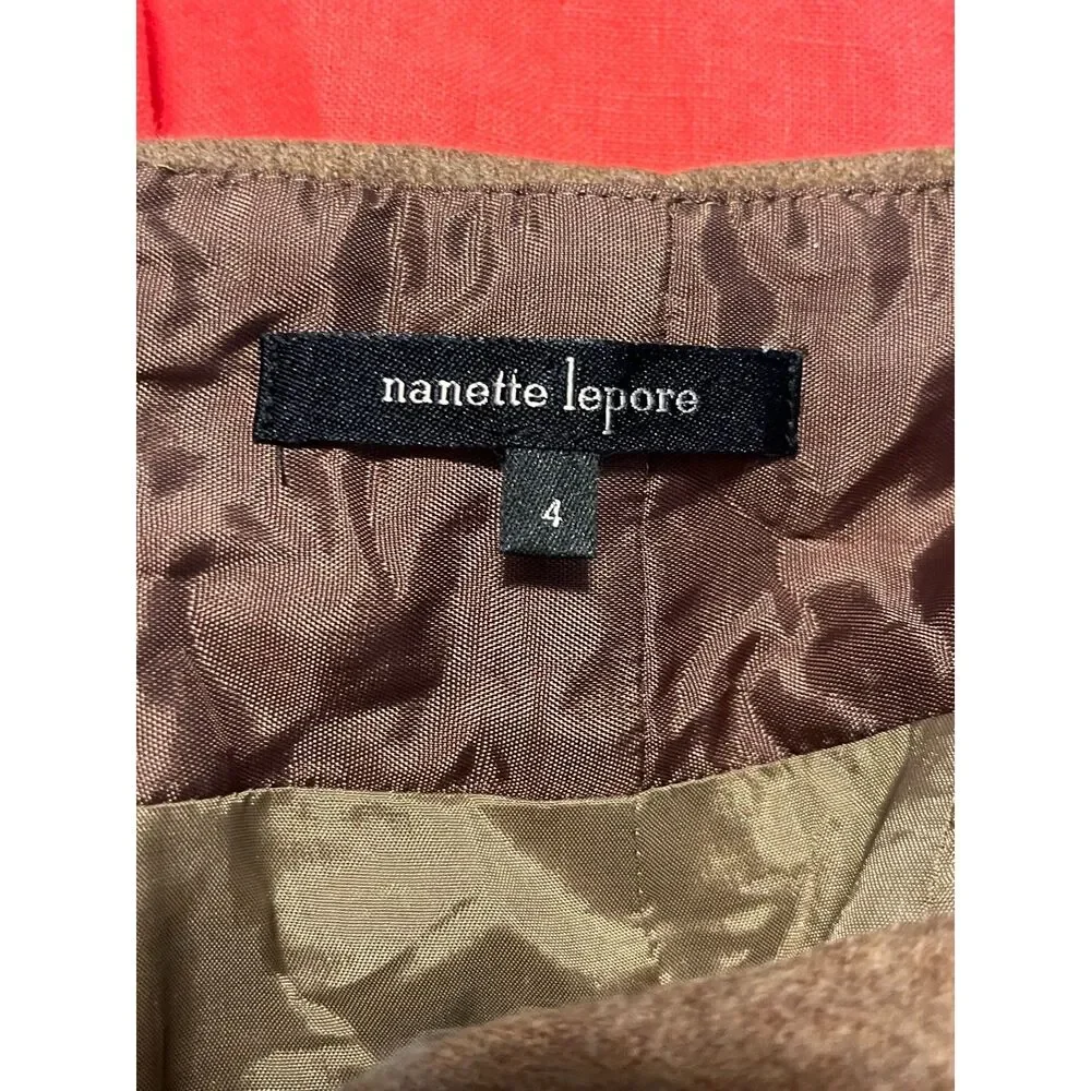 Nanette Lepore Wool Skirt Pencil Mini Brown size 4 - Picture 4 of 5